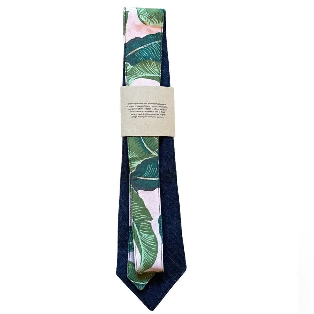 NWOT King Nalily 100% Сotton Pink Tropical Print Slim Tie